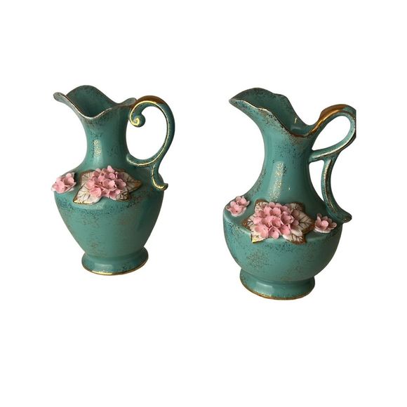 Vintage 1956 L'Amour China Hand Painted & Signed Decorative Vases Made in Japan - Picture 11 of 14